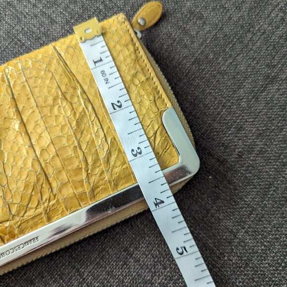 Francesco Biasia Yellow Snakeskin and Leather Wallet with Silver Toned Hardware - Picture 11 of 12
